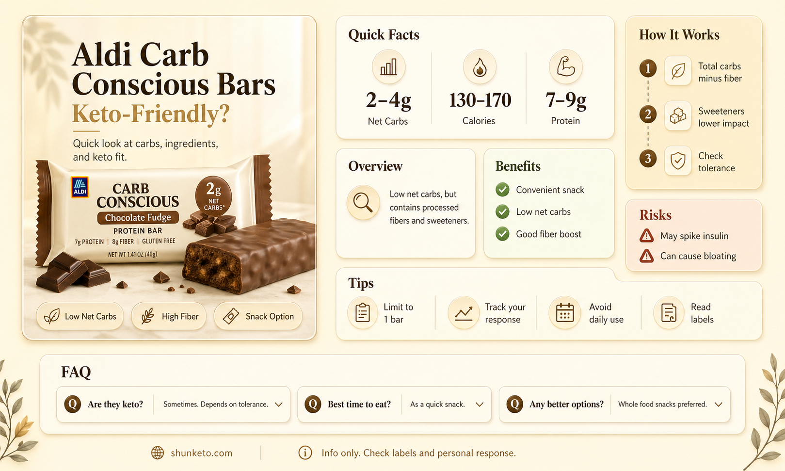 are aldi carb conscious bars keto