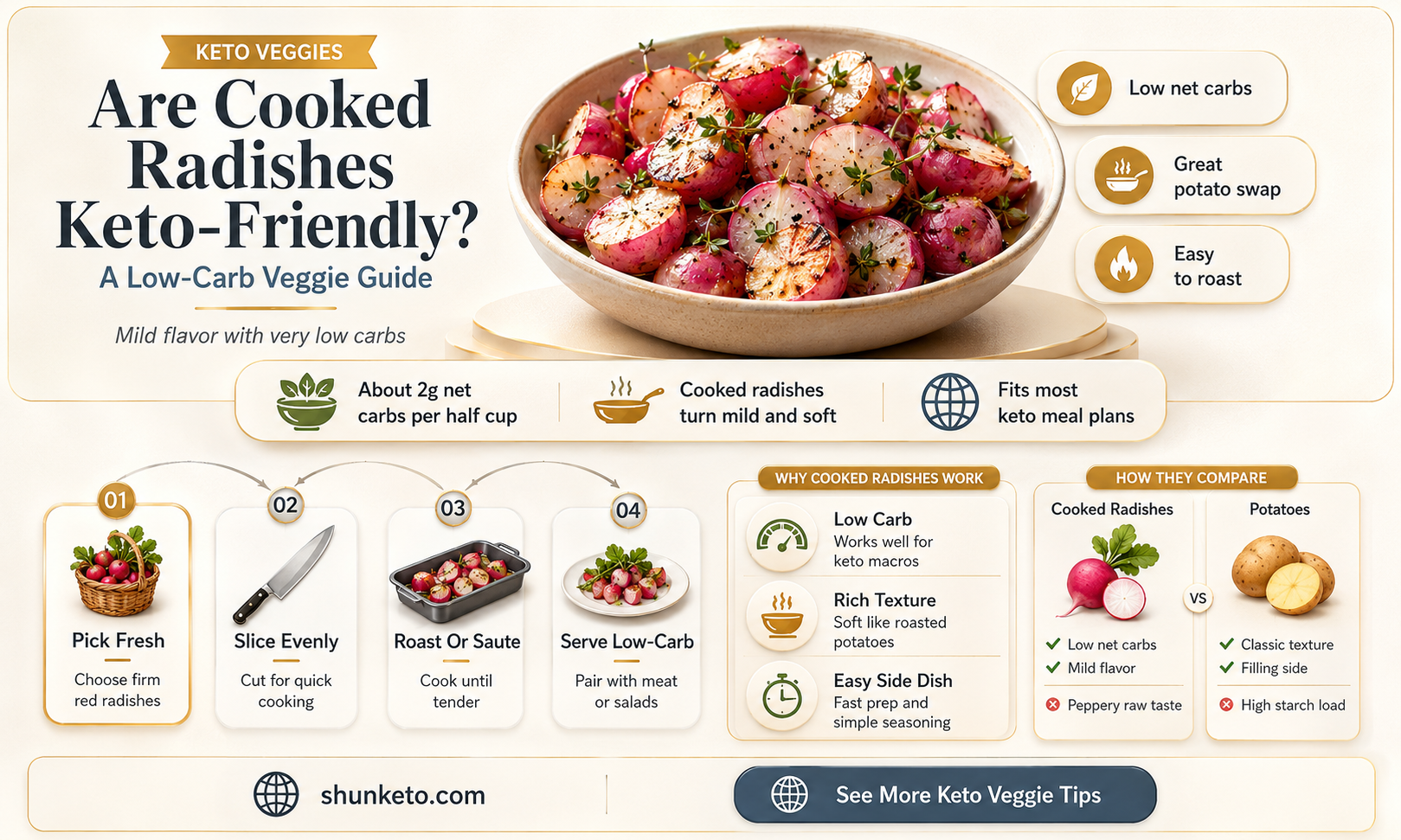 are cooked radishes keto