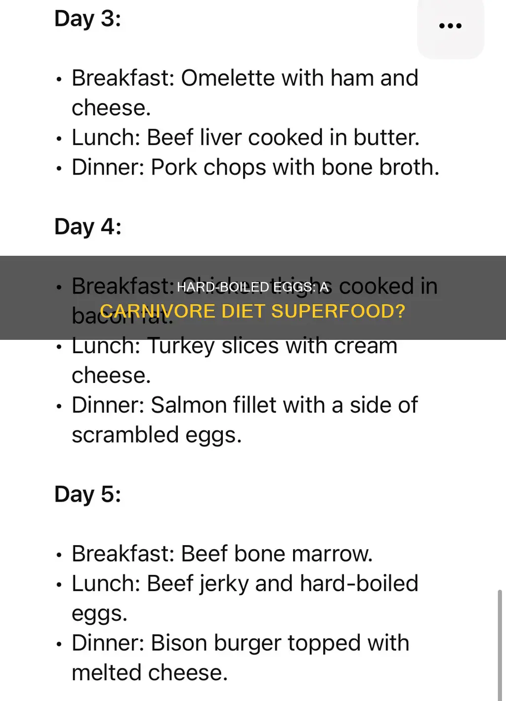 are hardboil eggs ok for carnirvore diet