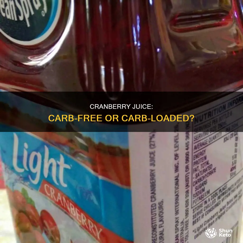 are there carbs in diet cranberry juice