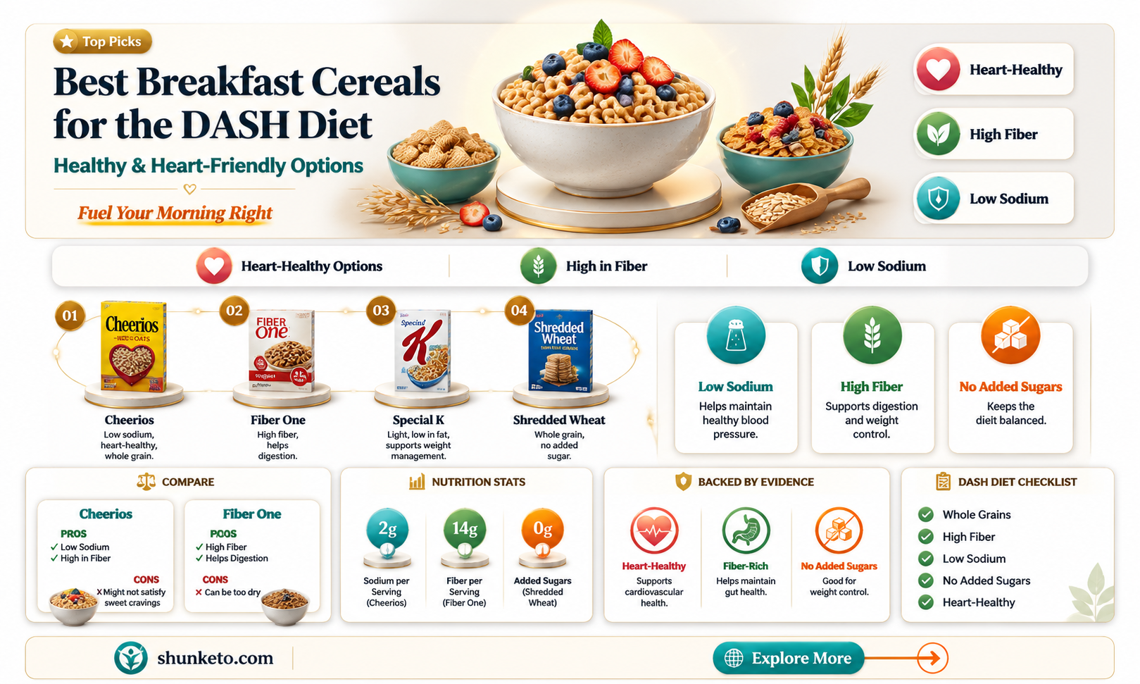 are any breakfast cereals allowed on the dash diet
