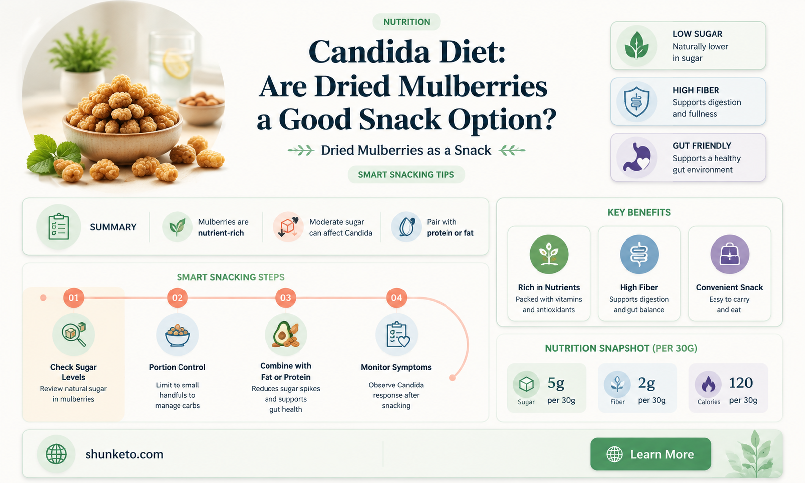 are dried mulberry ok on a candida diet