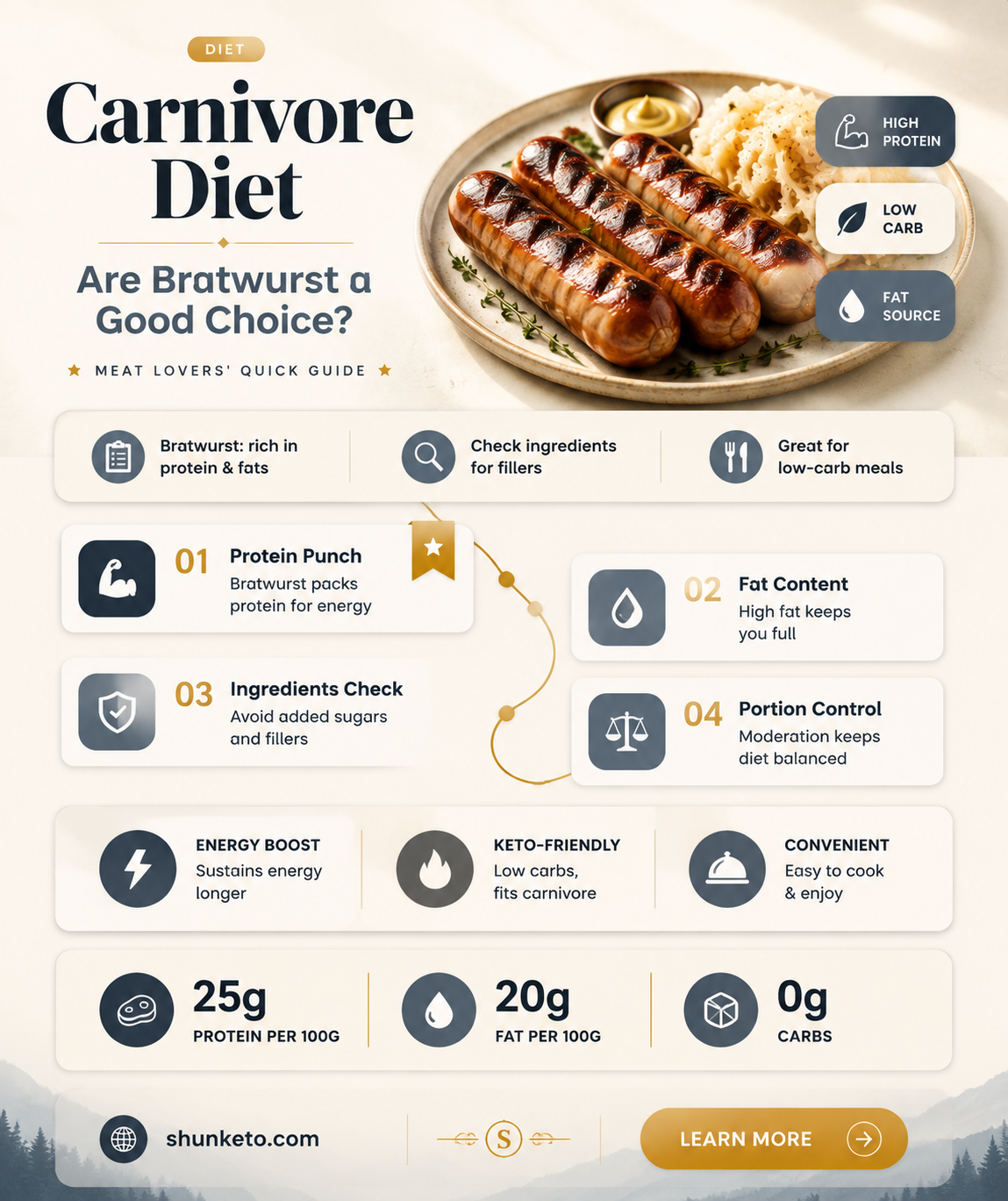 are bratwurst okay for the carnivore diet