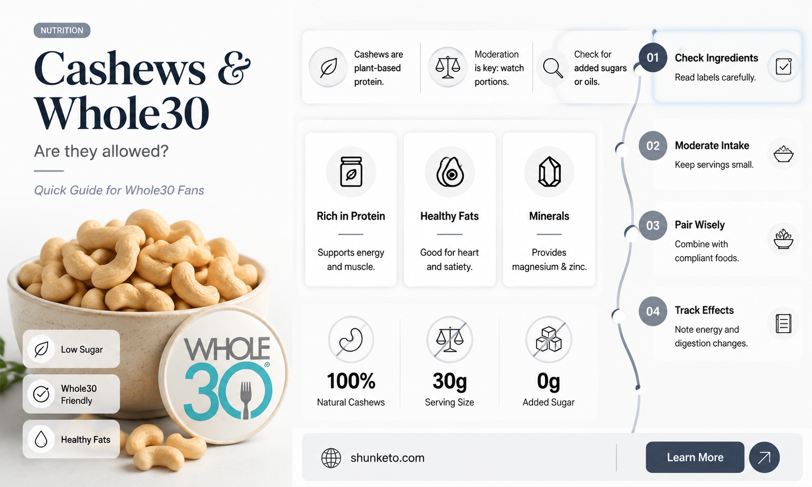 are cashews allowed on whole30 diet