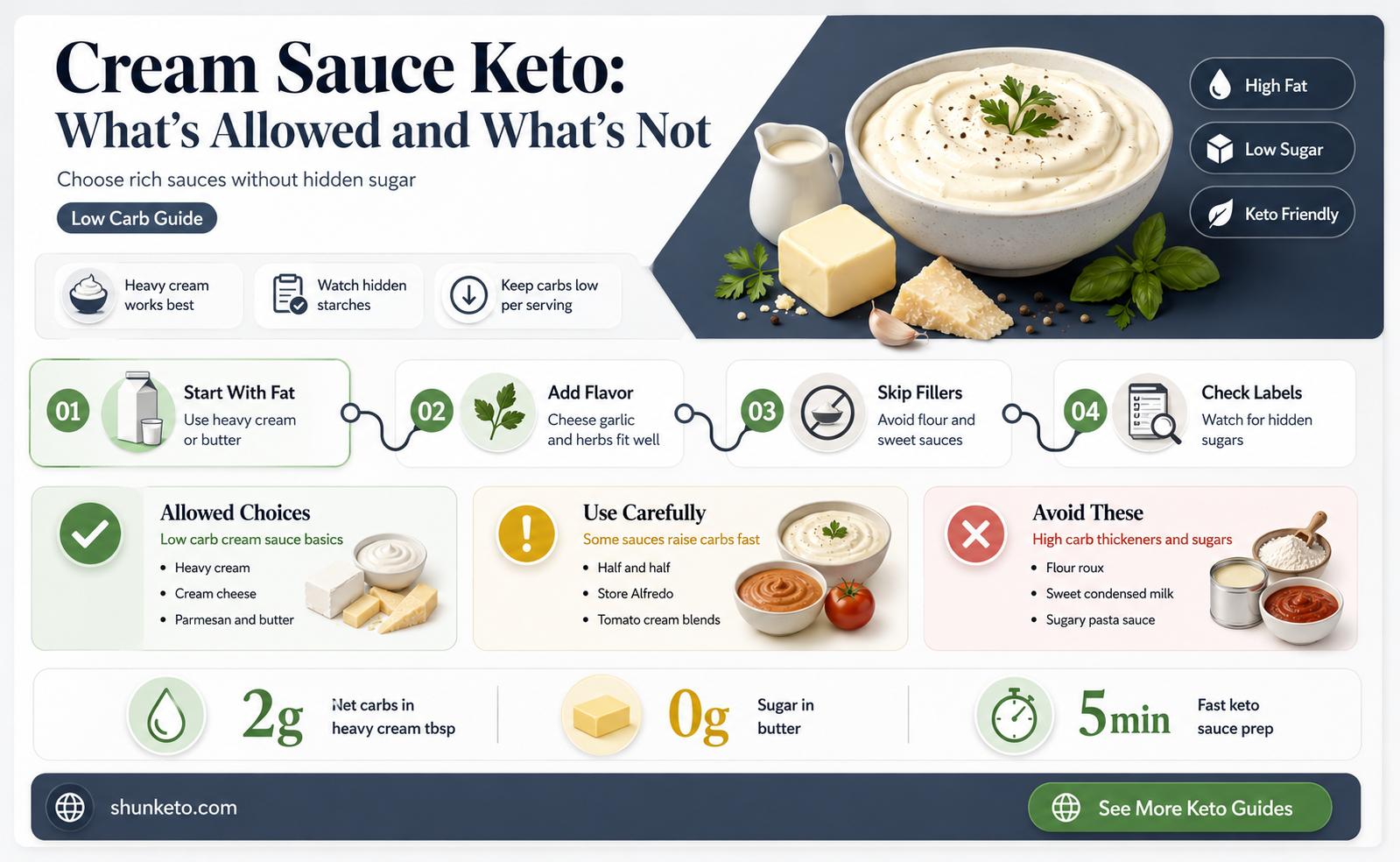 are cream sauces allow on keto