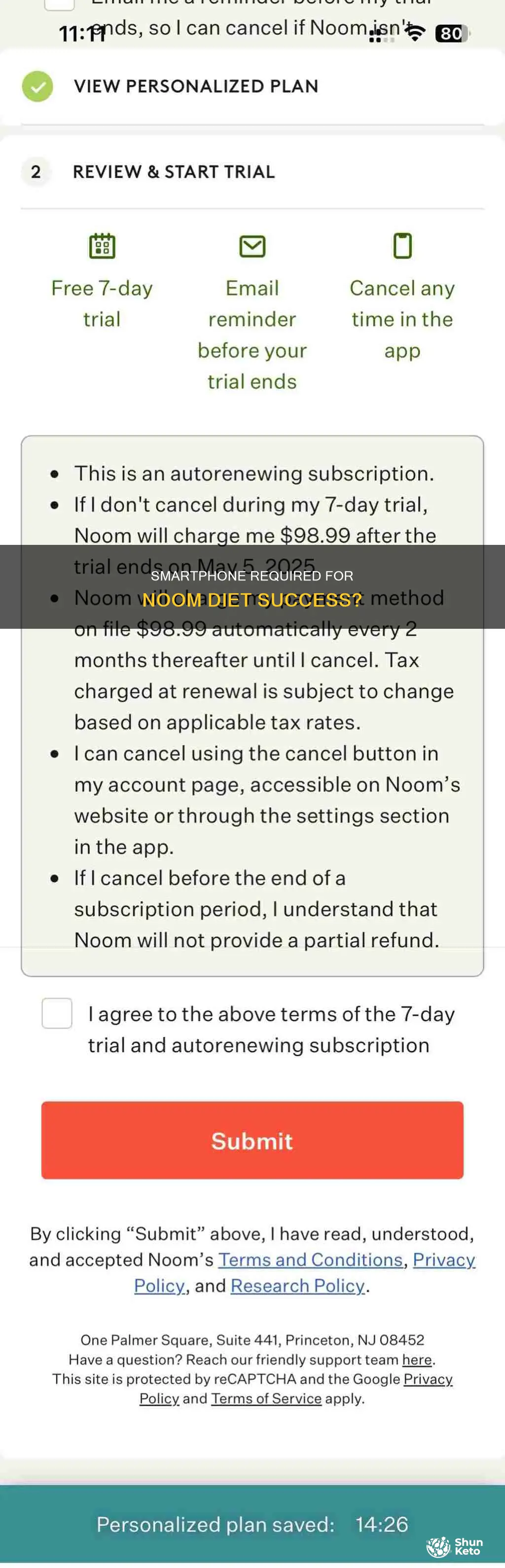 do i need a smart phone for noom diet