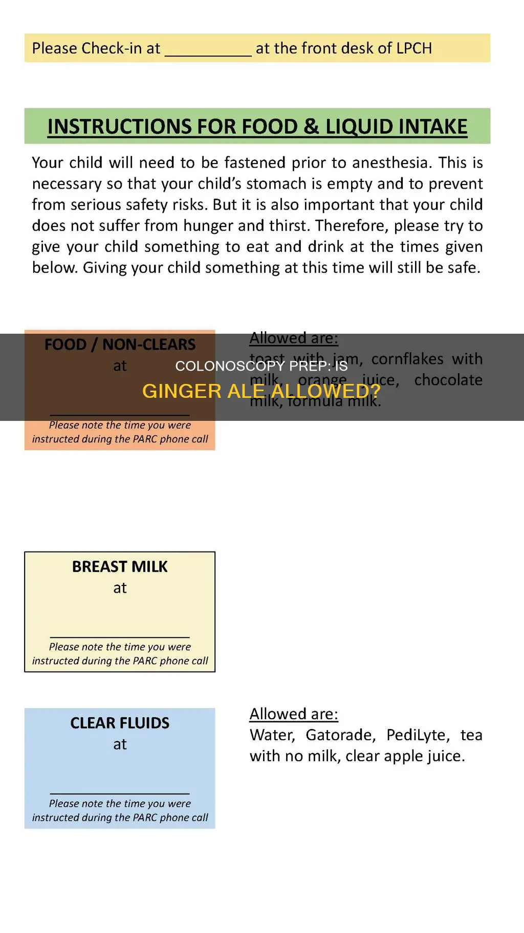 does a colonoscopy clear liquid diet include ginger ale