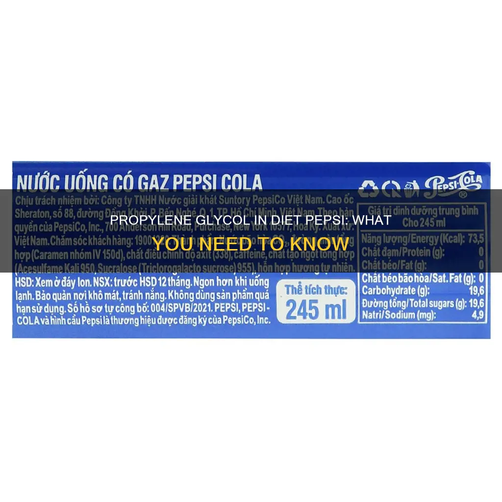 does diet pepsi contain propylene glycol