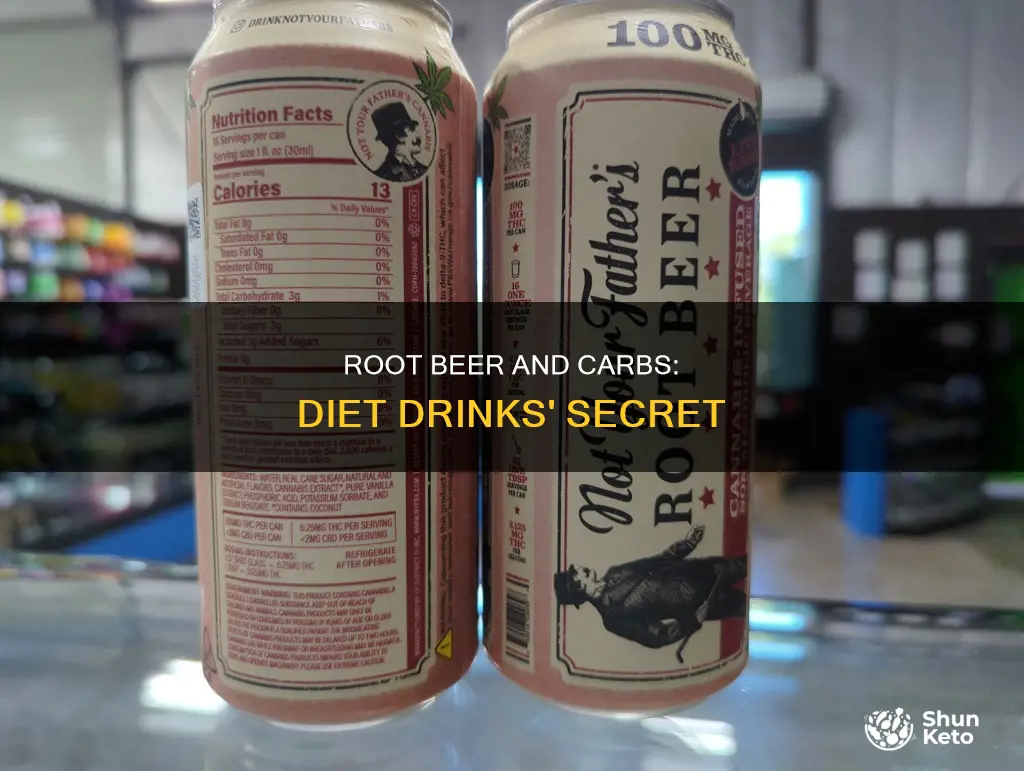 does diet root beer have carbs