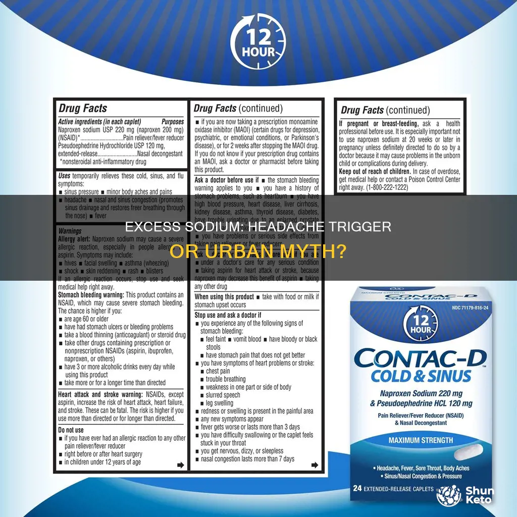 does excessive sodium in diet cause headaches