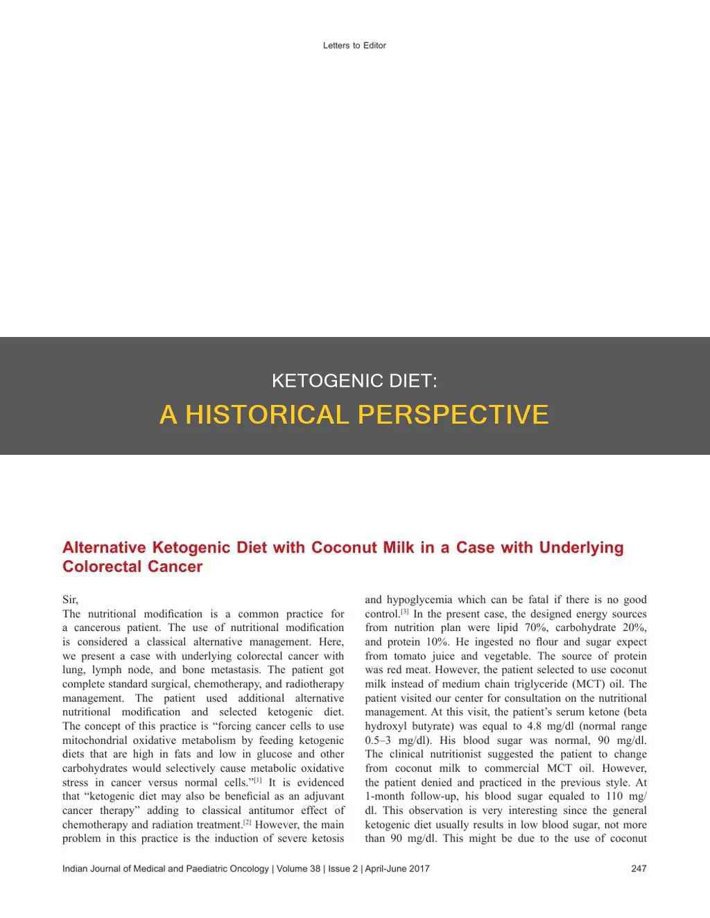 how did the ketogenic diet start