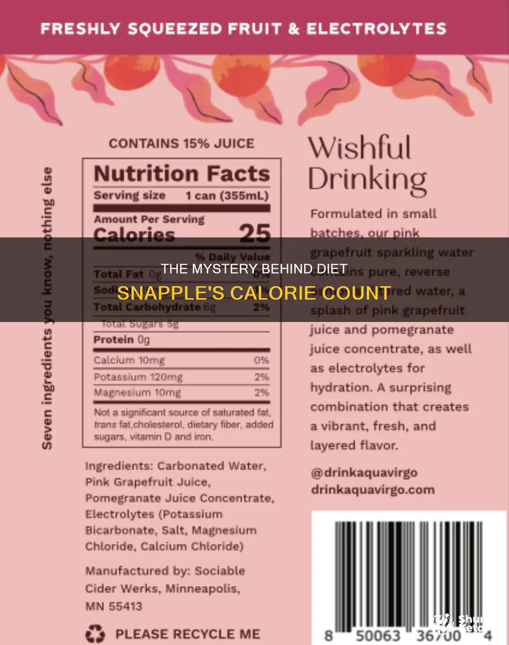 how does diet snapple have 10 calories