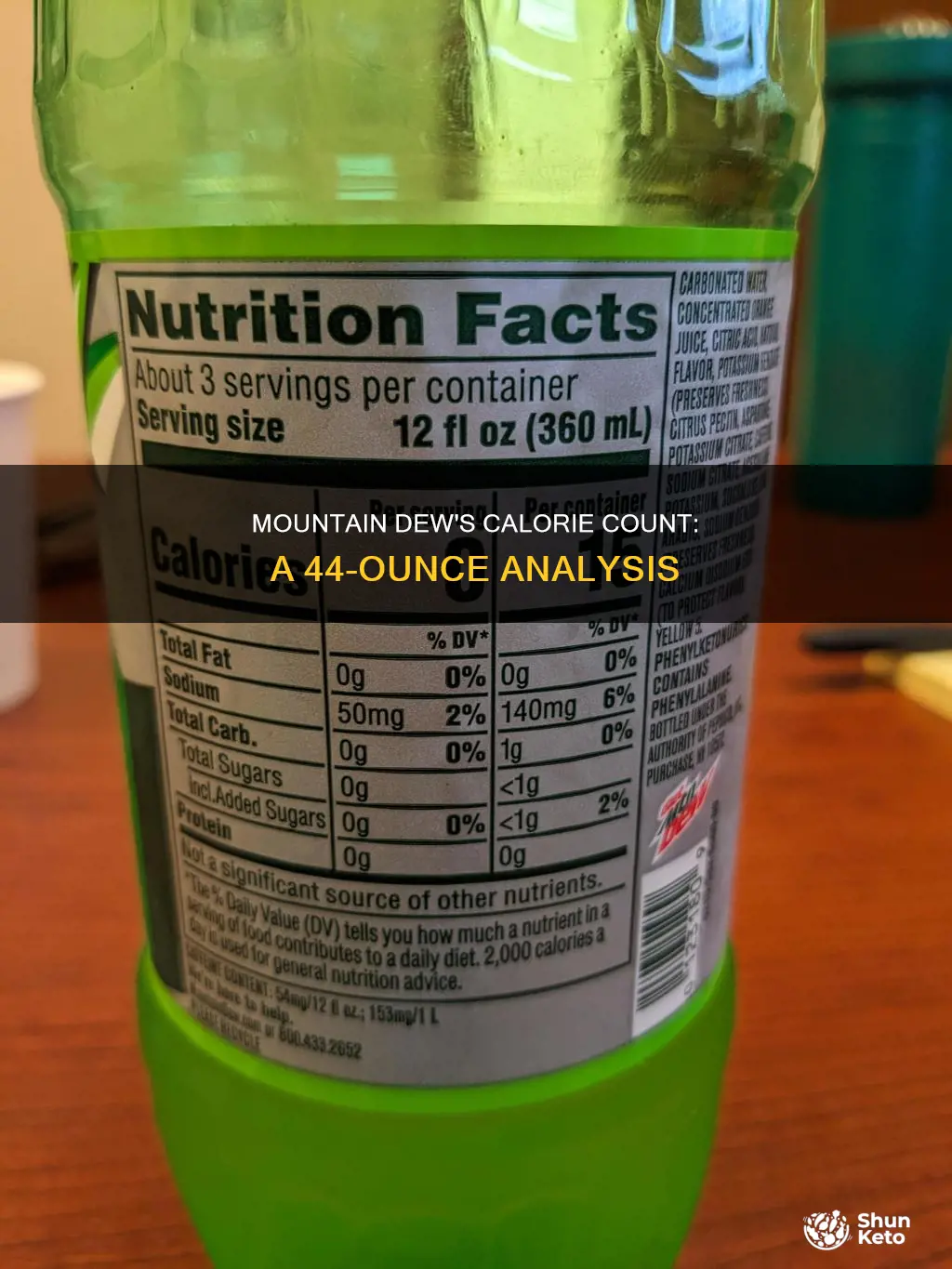 how many calories in a 44 oz diet mountain dew