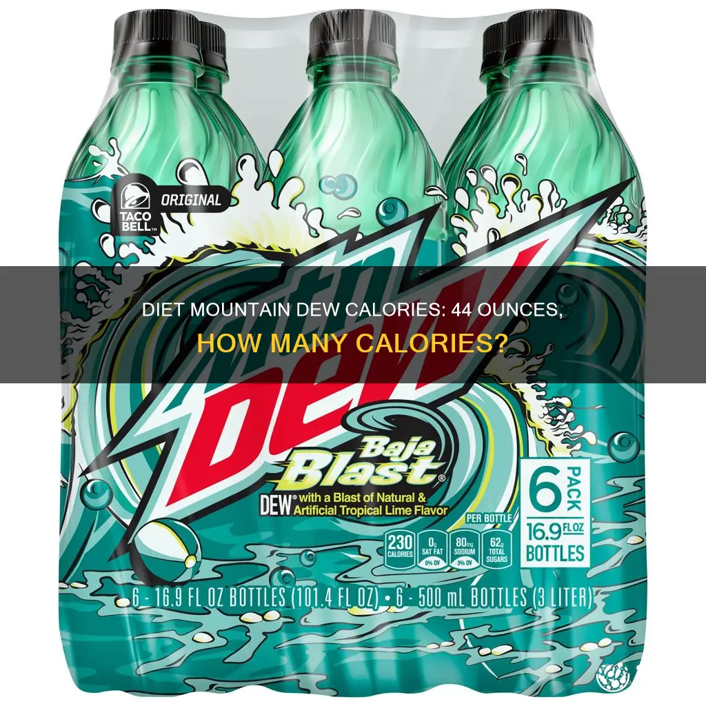 how many calories in a 44 oz diet mountain dew