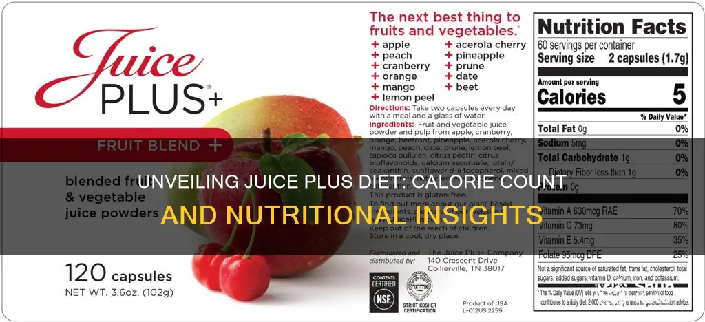 how many calories in juice plus diet