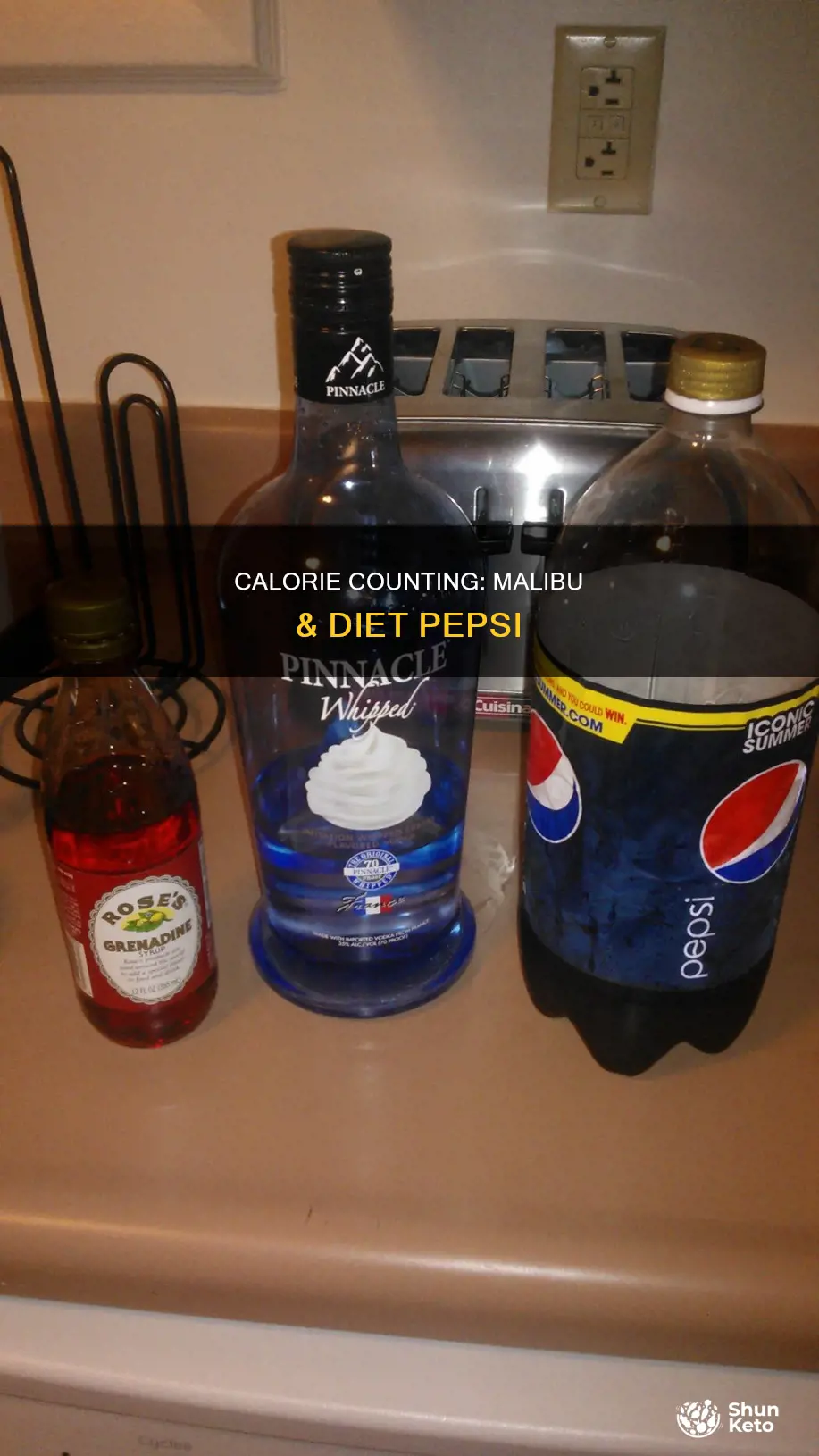 how many calories in malibu and diet pepsi