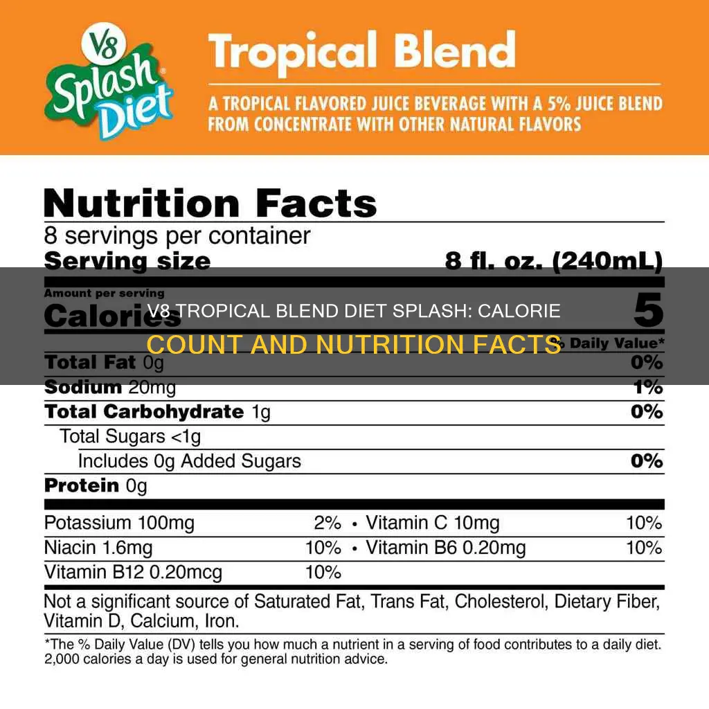 how many calories in v8 tropical blend diet splash