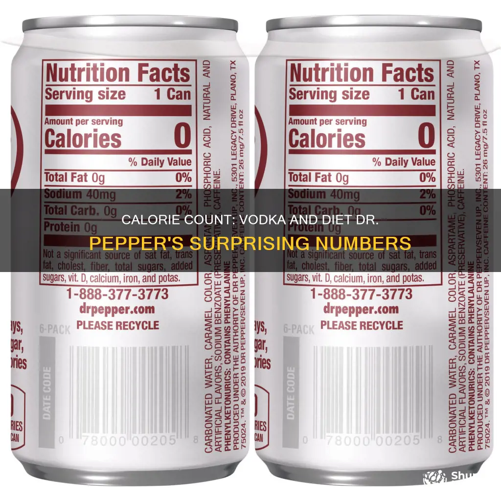 how many calories in vodka and diet dr pepper