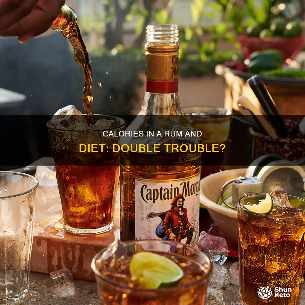 how many calories is a double rum and diet
