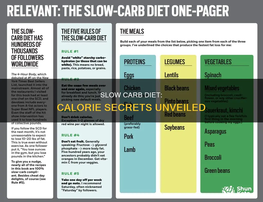 how many calories on slow carb diet