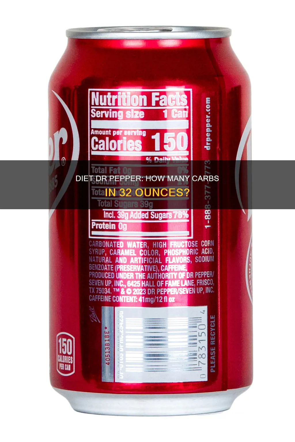how many carbs in a 32 oz diet dr pepper
