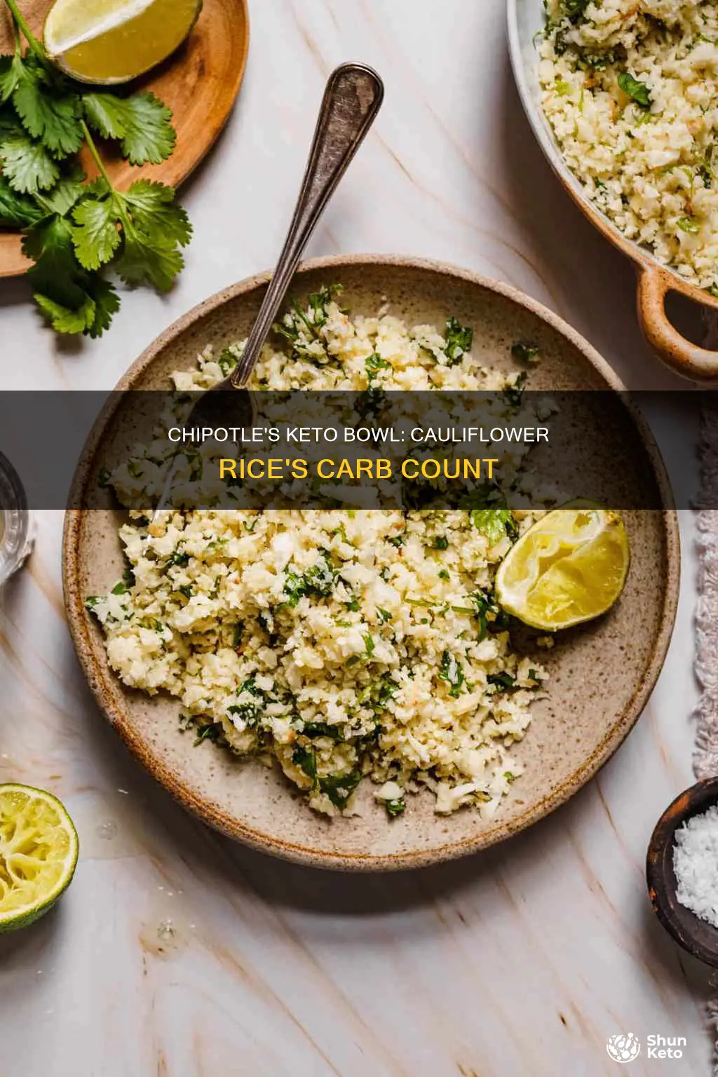 how many carbs in chipotle keto bowl with cauliflower rice