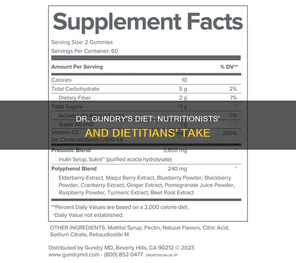 how many nutritionists and dietitians recommend dr gundry diet
