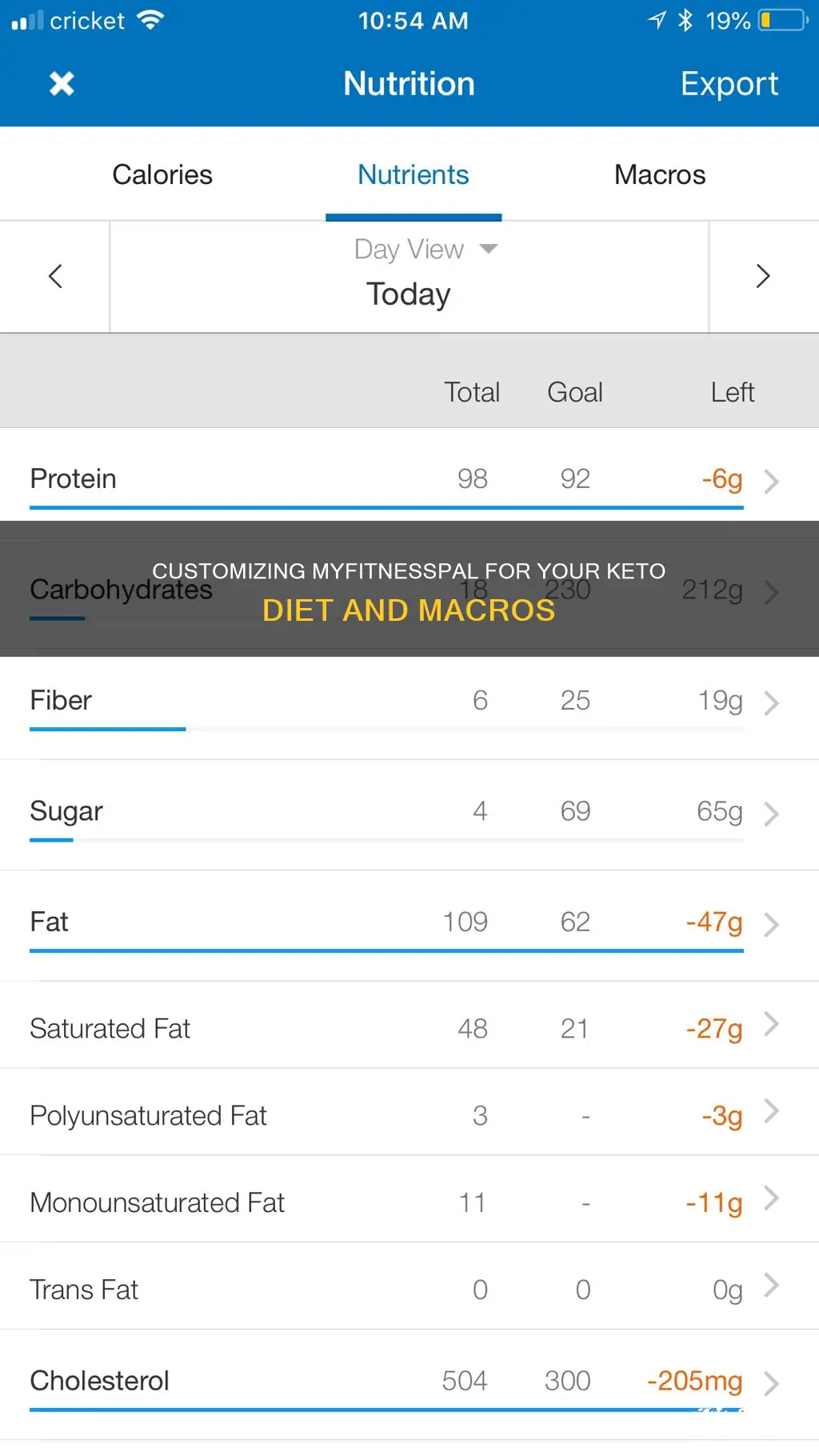 how to change my fitness pal to keto macros