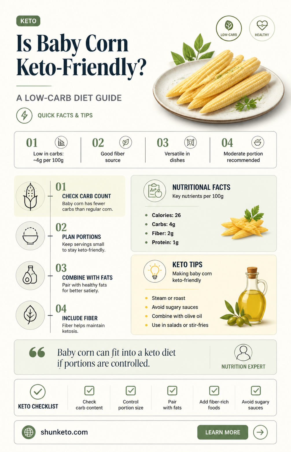 are baby corn keto