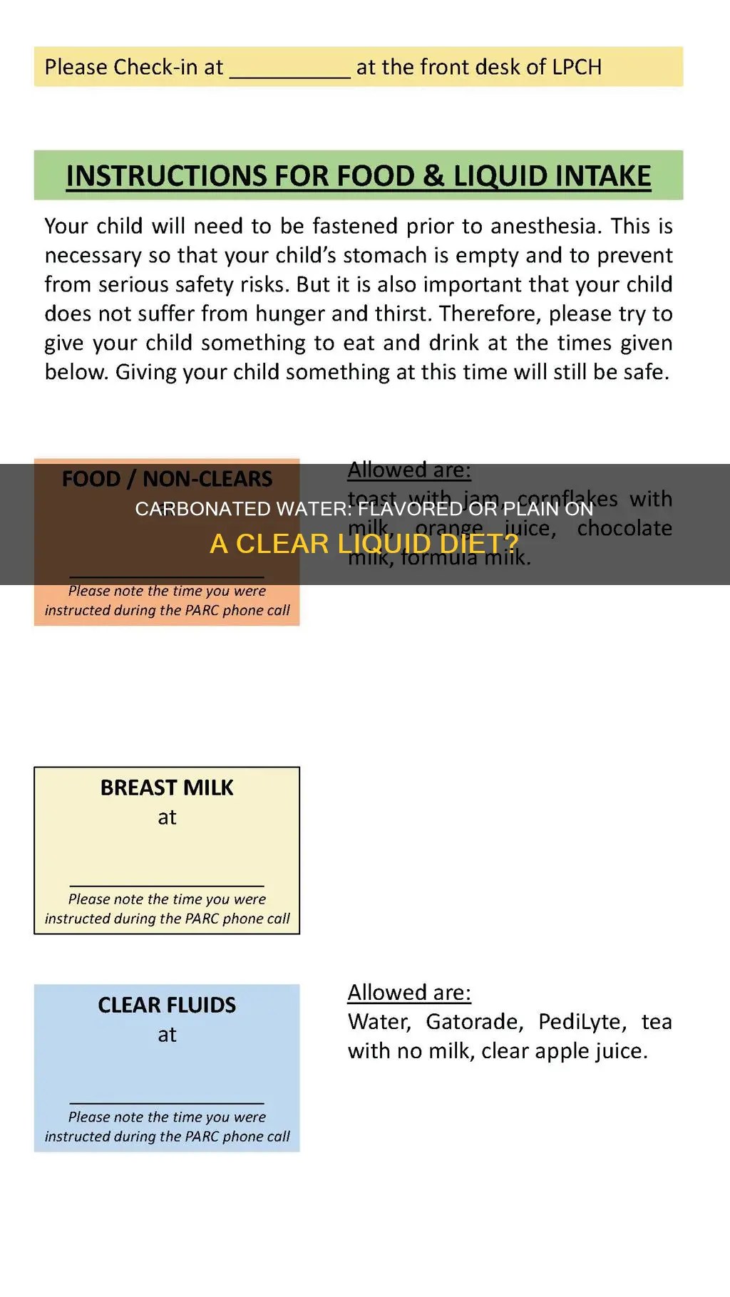 is carbonated water flavored okay on a clear liquid diet