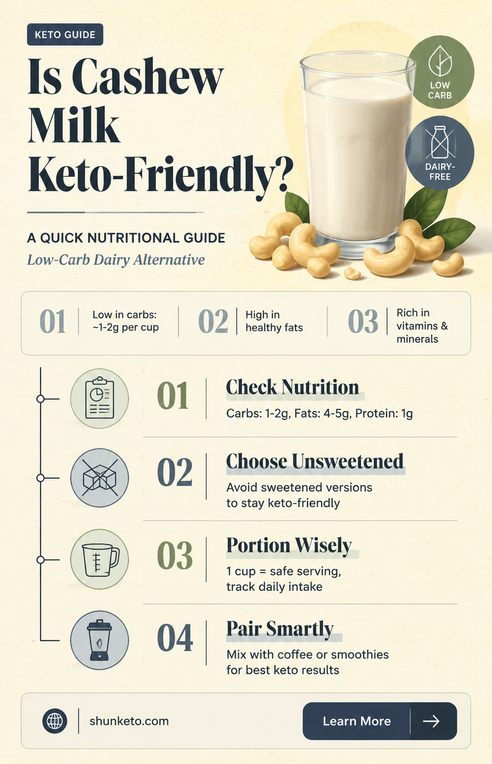 are cashew milk keto
