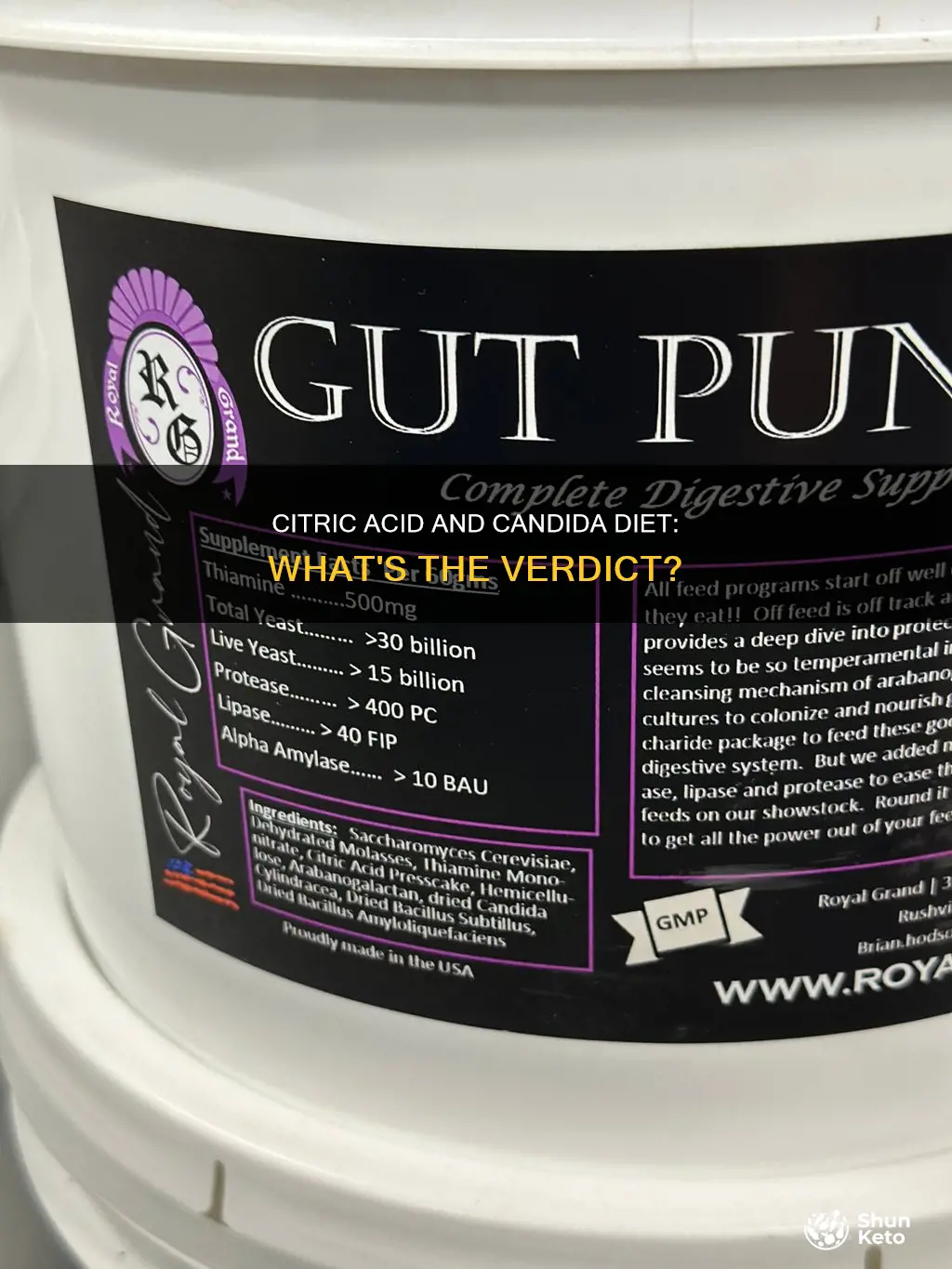 is citric acid ok for candida diet