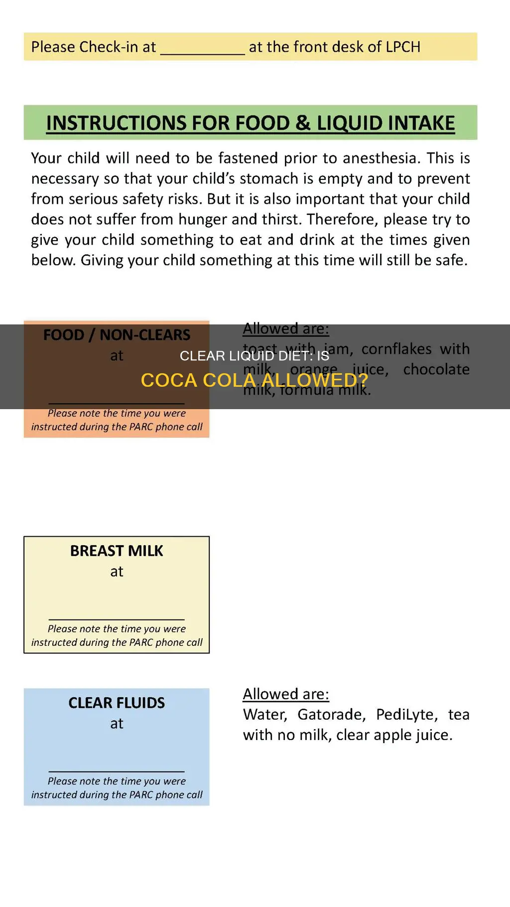 is coca cola forbidden in a clear liquid diet