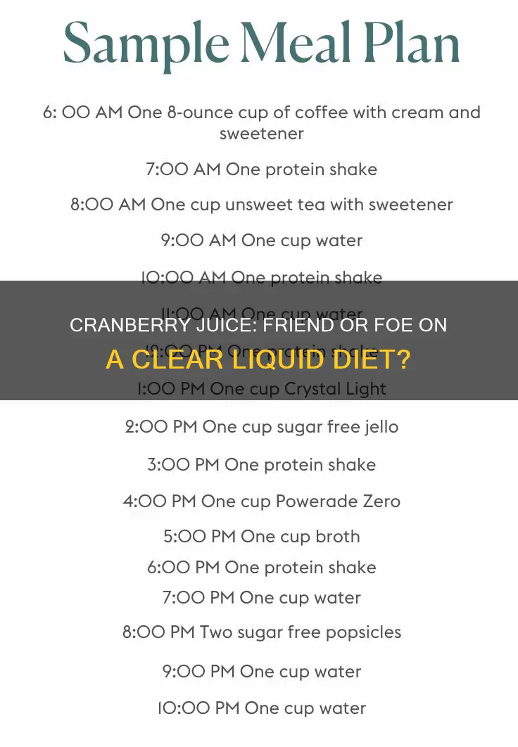 is cranberry juice ok for a clear liquid diet