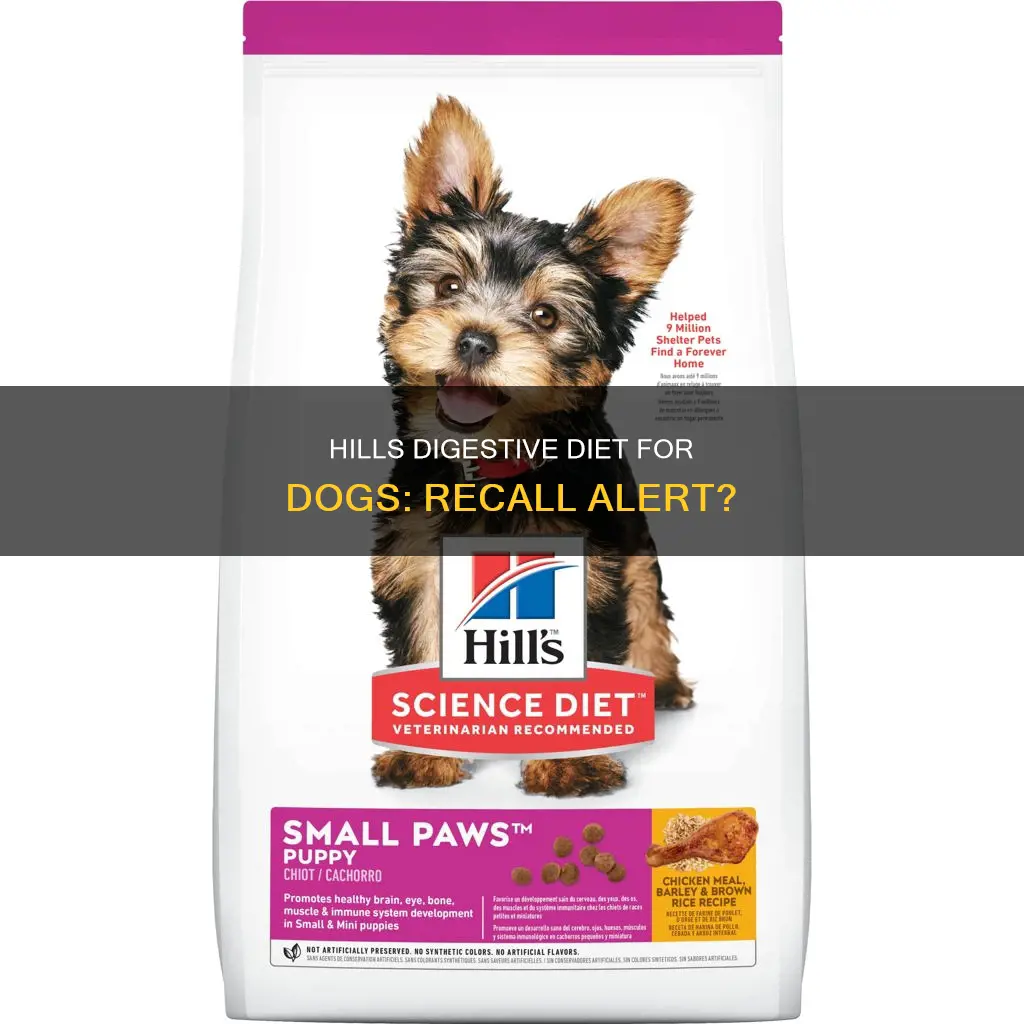 is hills digestive diet for dogs having a recall