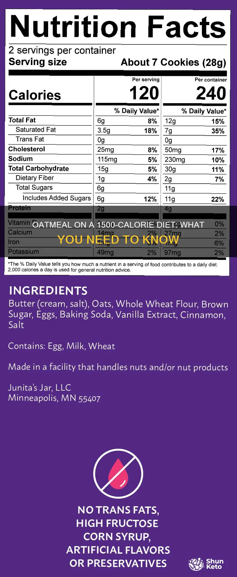 is oatmeal allowed on a 1500 calorie diet