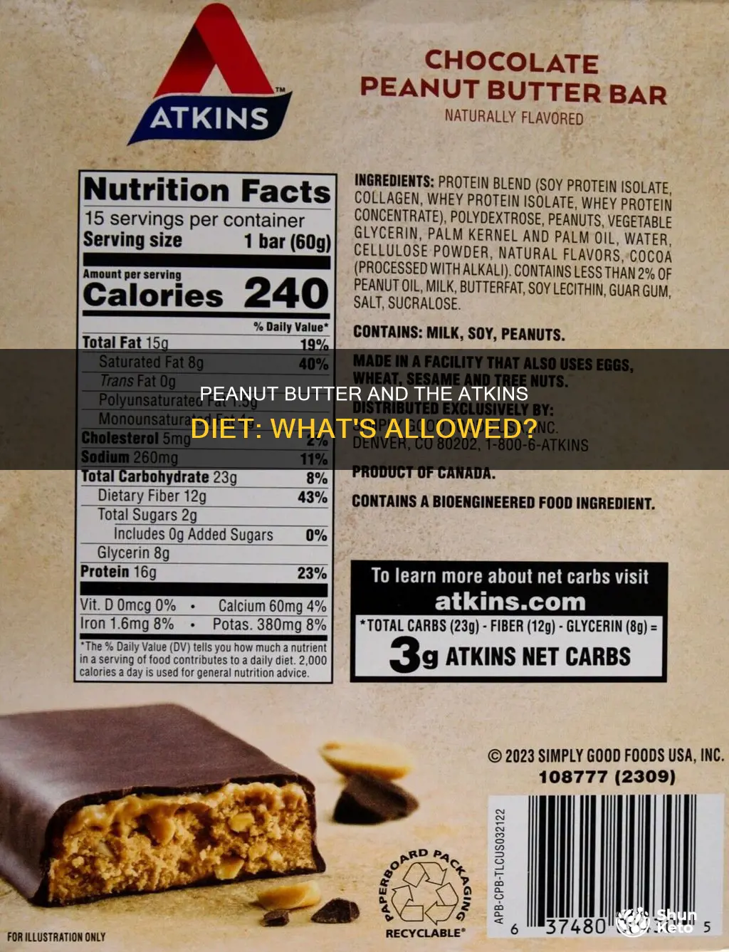 is peanut butter permitted on the atkins diet