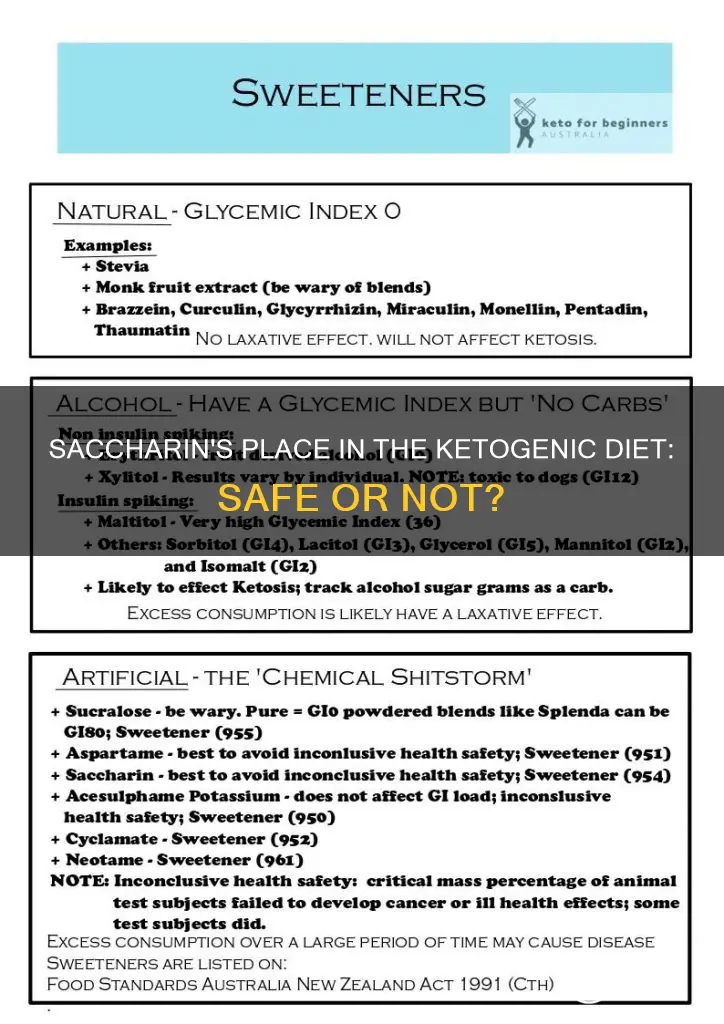 is saccharin ok for ketogenitic diet