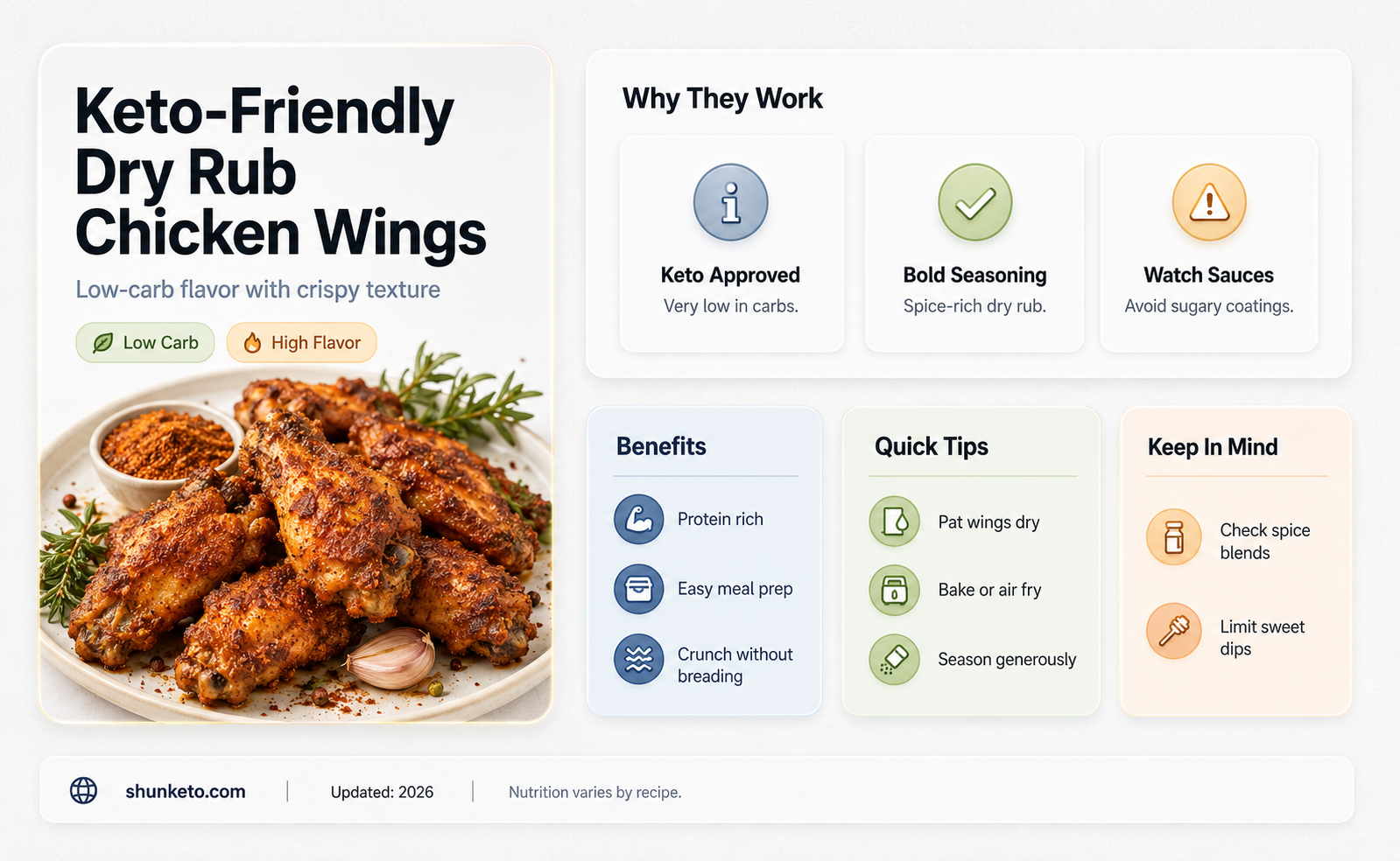 are dry rub chivken wngs keto