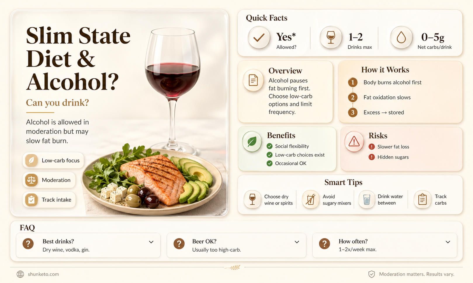 are alcoholic drinks allowed on the state slim diet