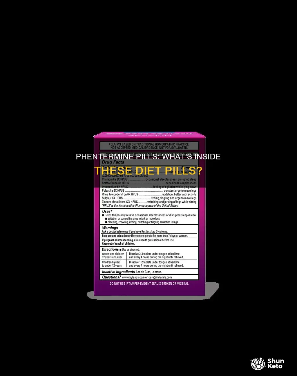 what are the ingredients in phentermine diet pills