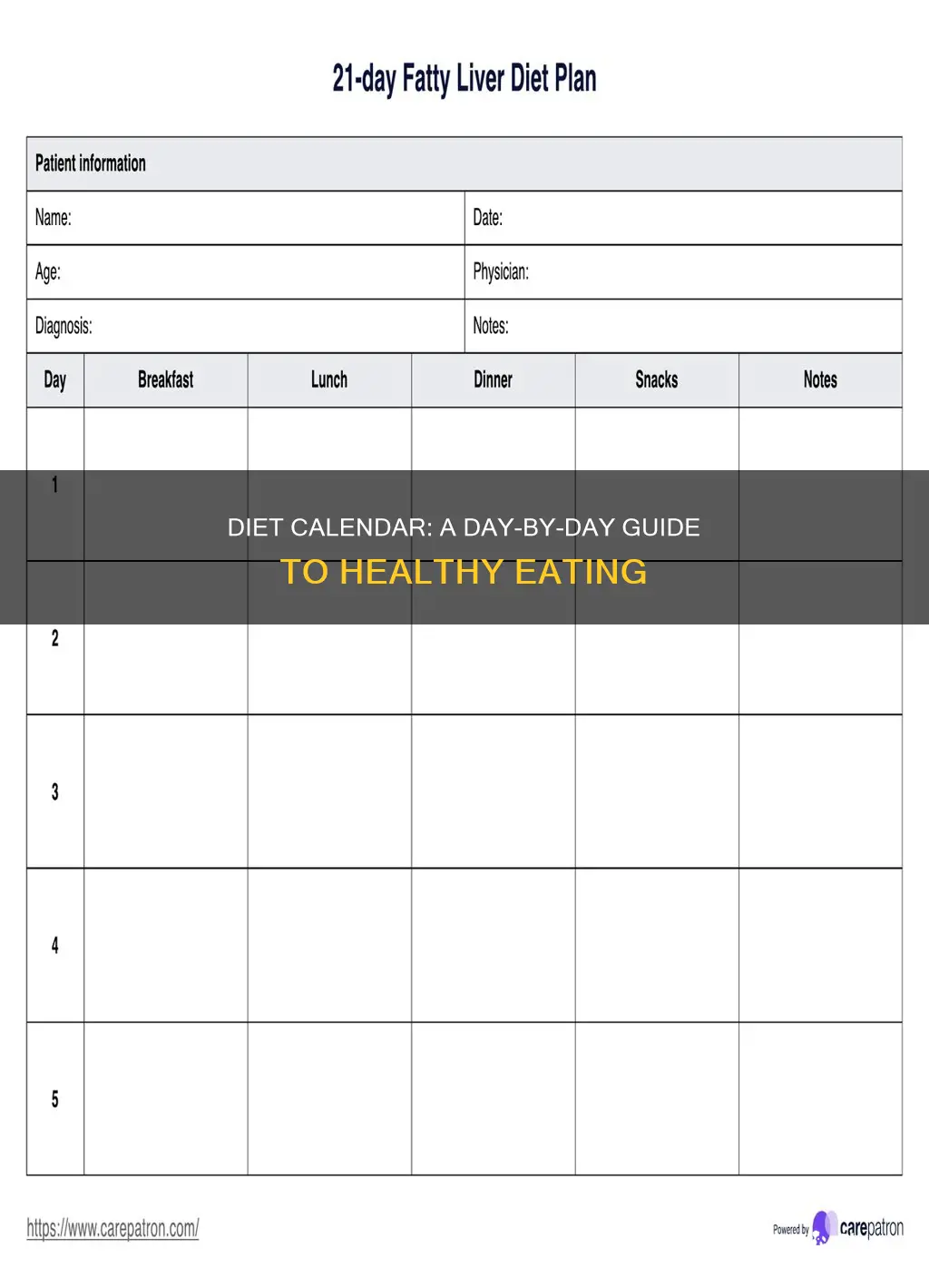 what does a diet calendar look like