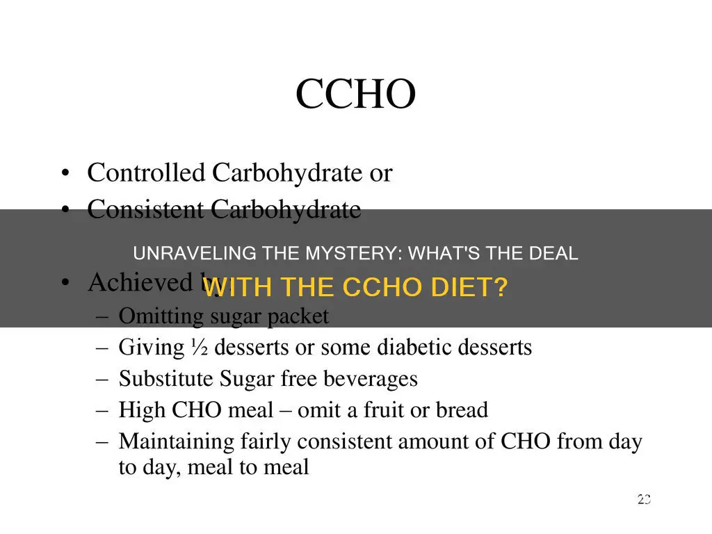 what does ccho diet mean