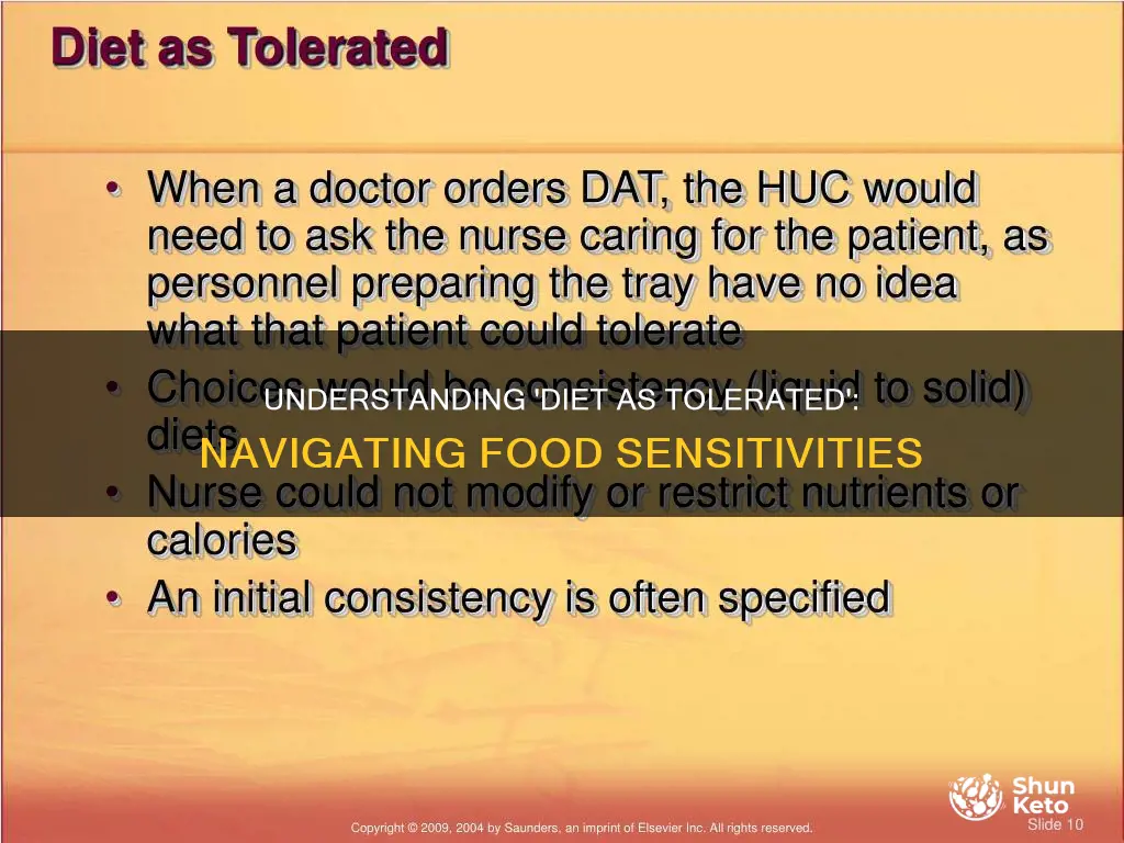 what does diet as tolerated mean