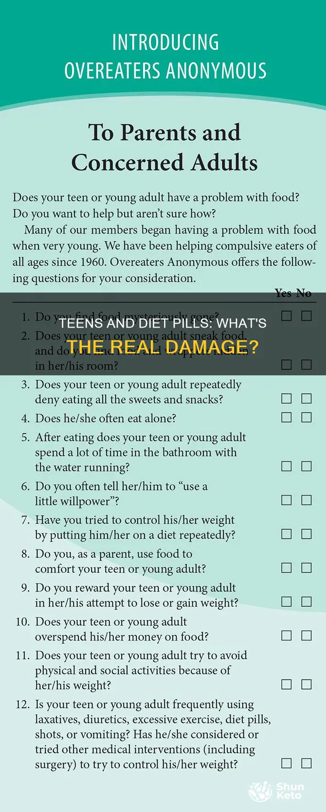 what does dieting pills do to teens