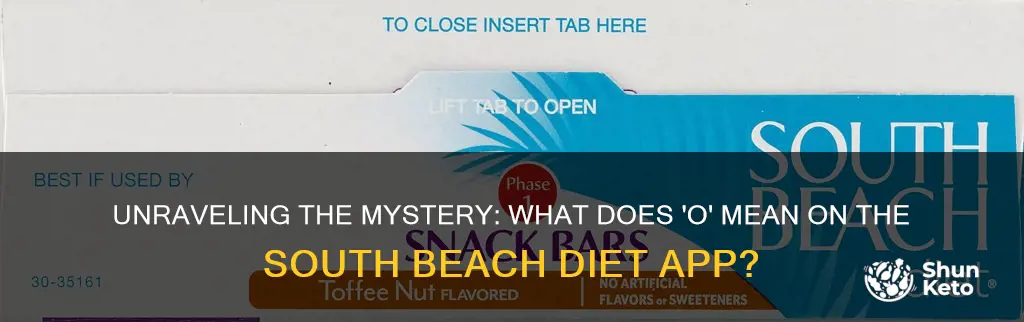 what does o mean on south beach diet app