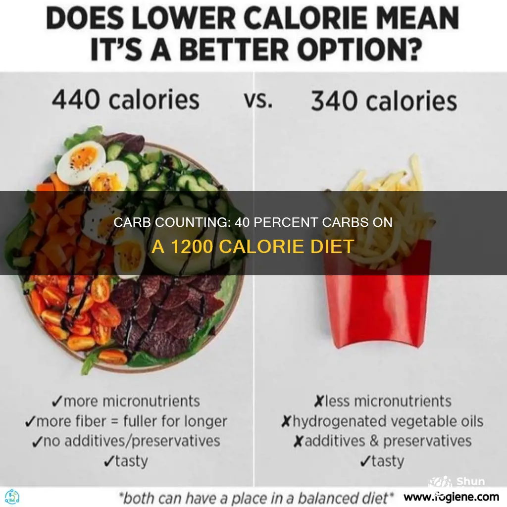 what is 40 percent carbohydrates on a 1200 calorie diet