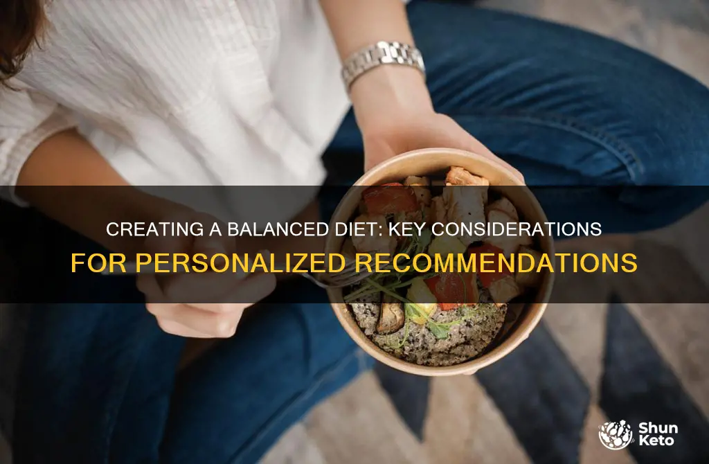 what needs to be condired when recommeding a balanced diet
