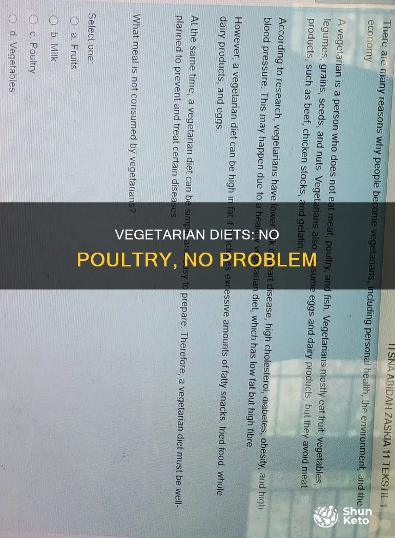 which type of vegetarian diet eliminates poultry meats
