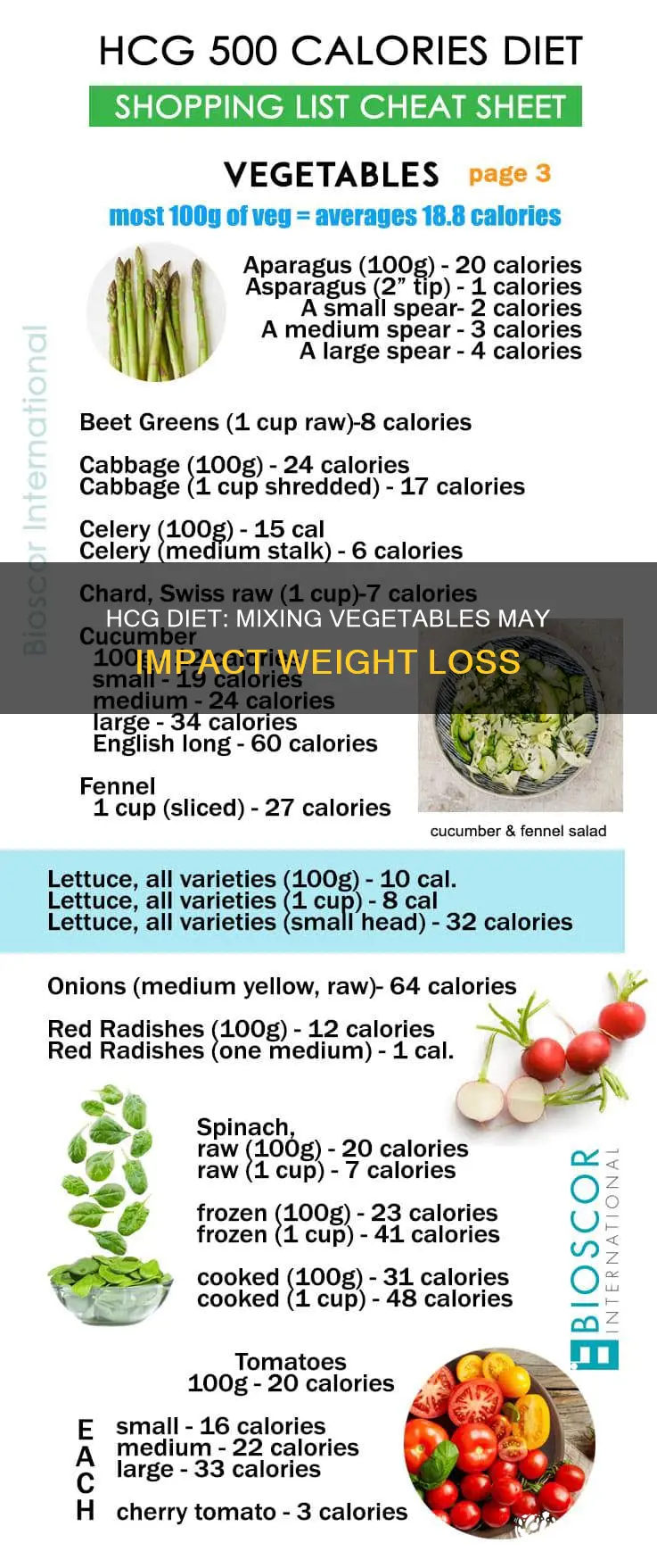 why not mix vegetables on hcg diet